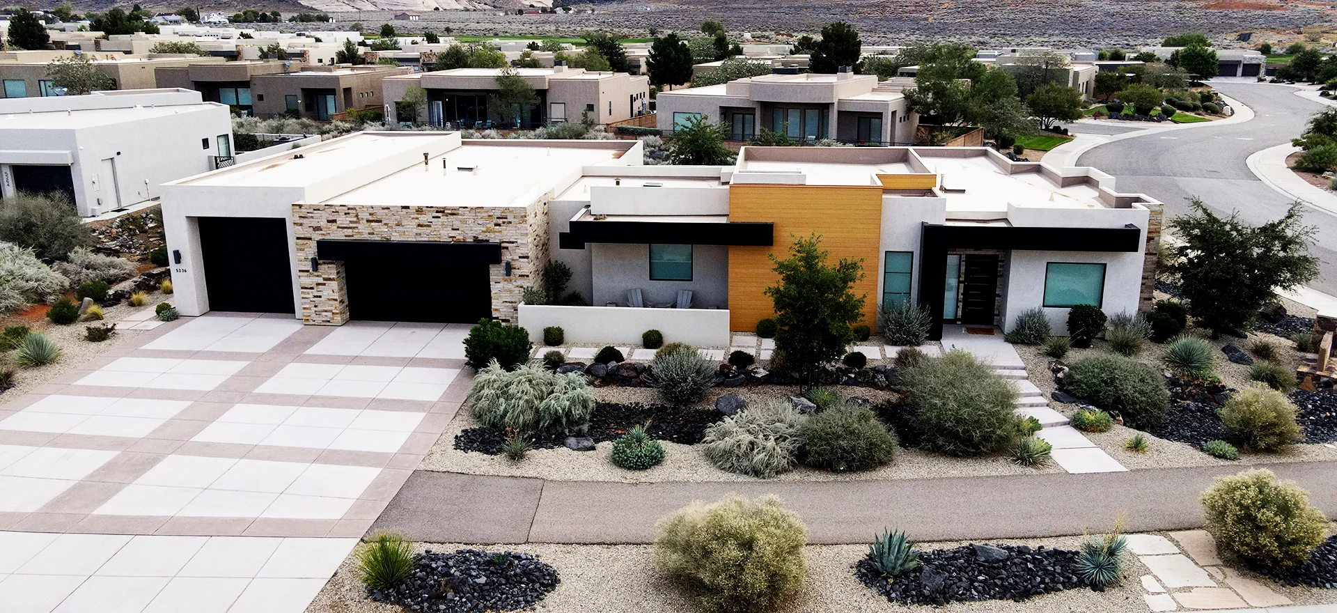 A completed custom home in The Ledges